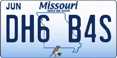 MO license plate DH6B4S