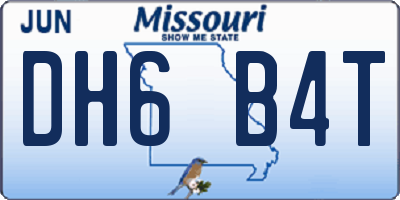 MO license plate DH6B4T