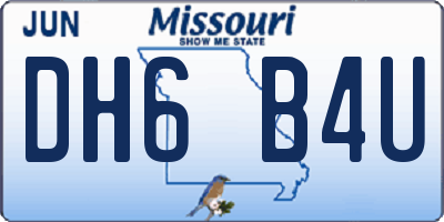 MO license plate DH6B4U