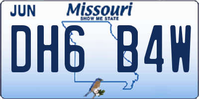 MO license plate DH6B4W