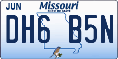MO license plate DH6B5N