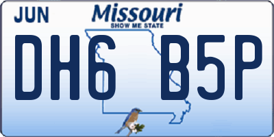 MO license plate DH6B5P