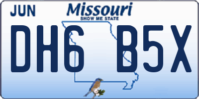 MO license plate DH6B5X