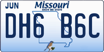MO license plate DH6B6C