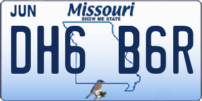 MO license plate DH6B6R