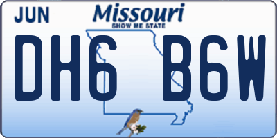 MO license plate DH6B6W