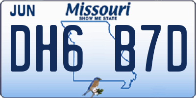 MO license plate DH6B7D