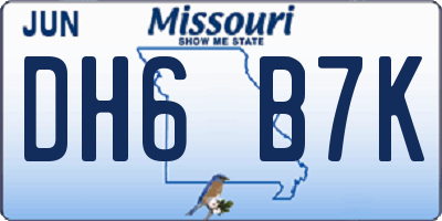 MO license plate DH6B7K