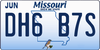 MO license plate DH6B7S
