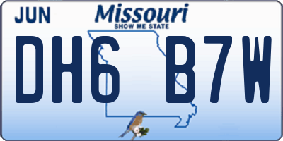 MO license plate DH6B7W