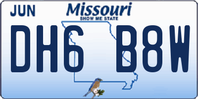 MO license plate DH6B8W