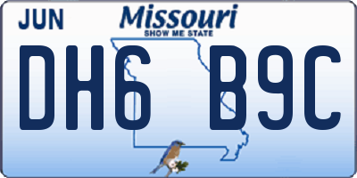 MO license plate DH6B9C