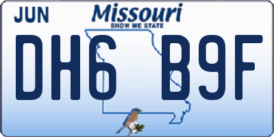 MO license plate DH6B9F