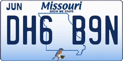 MO license plate DH6B9N