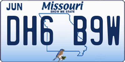 MO license plate DH6B9W