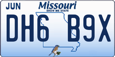 MO license plate DH6B9X