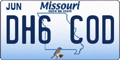 MO license plate DH6C0D