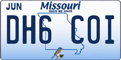 MO license plate DH6C0I