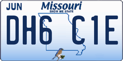 MO license plate DH6C1E