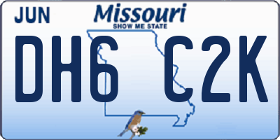 MO license plate DH6C2K
