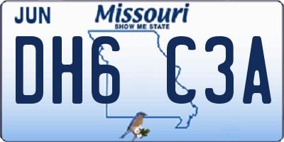 MO license plate DH6C3A