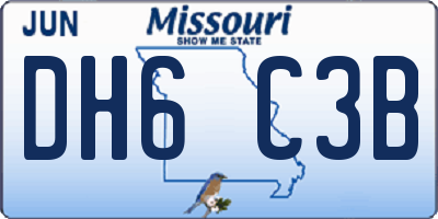MO license plate DH6C3B