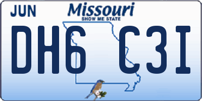 MO license plate DH6C3I
