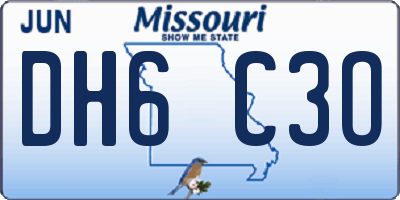 MO license plate DH6C3O