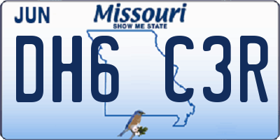MO license plate DH6C3R