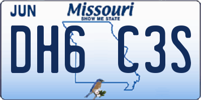 MO license plate DH6C3S