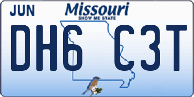 MO license plate DH6C3T