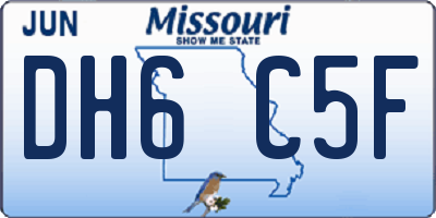 MO license plate DH6C5F