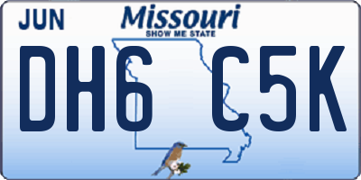 MO license plate DH6C5K