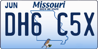 MO license plate DH6C5X