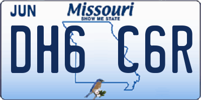 MO license plate DH6C6R