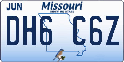MO license plate DH6C6Z