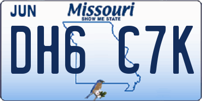 MO license plate DH6C7K