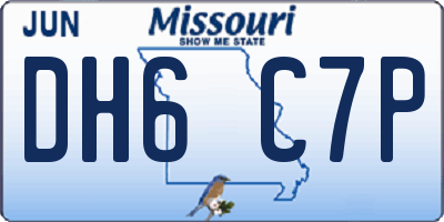 MO license plate DH6C7P