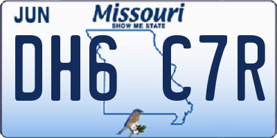 MO license plate DH6C7R