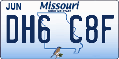 MO license plate DH6C8F