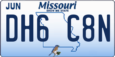 MO license plate DH6C8N