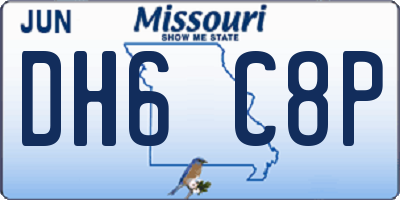 MO license plate DH6C8P