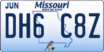 MO license plate DH6C8Z