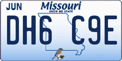 MO license plate DH6C9E