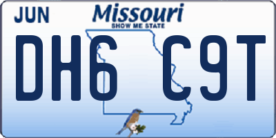 MO license plate DH6C9T