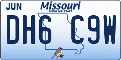 MO license plate DH6C9W
