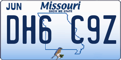 MO license plate DH6C9Z
