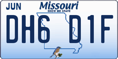 MO license plate DH6D1F
