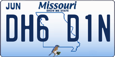 MO license plate DH6D1N