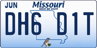 MO license plate DH6D1T